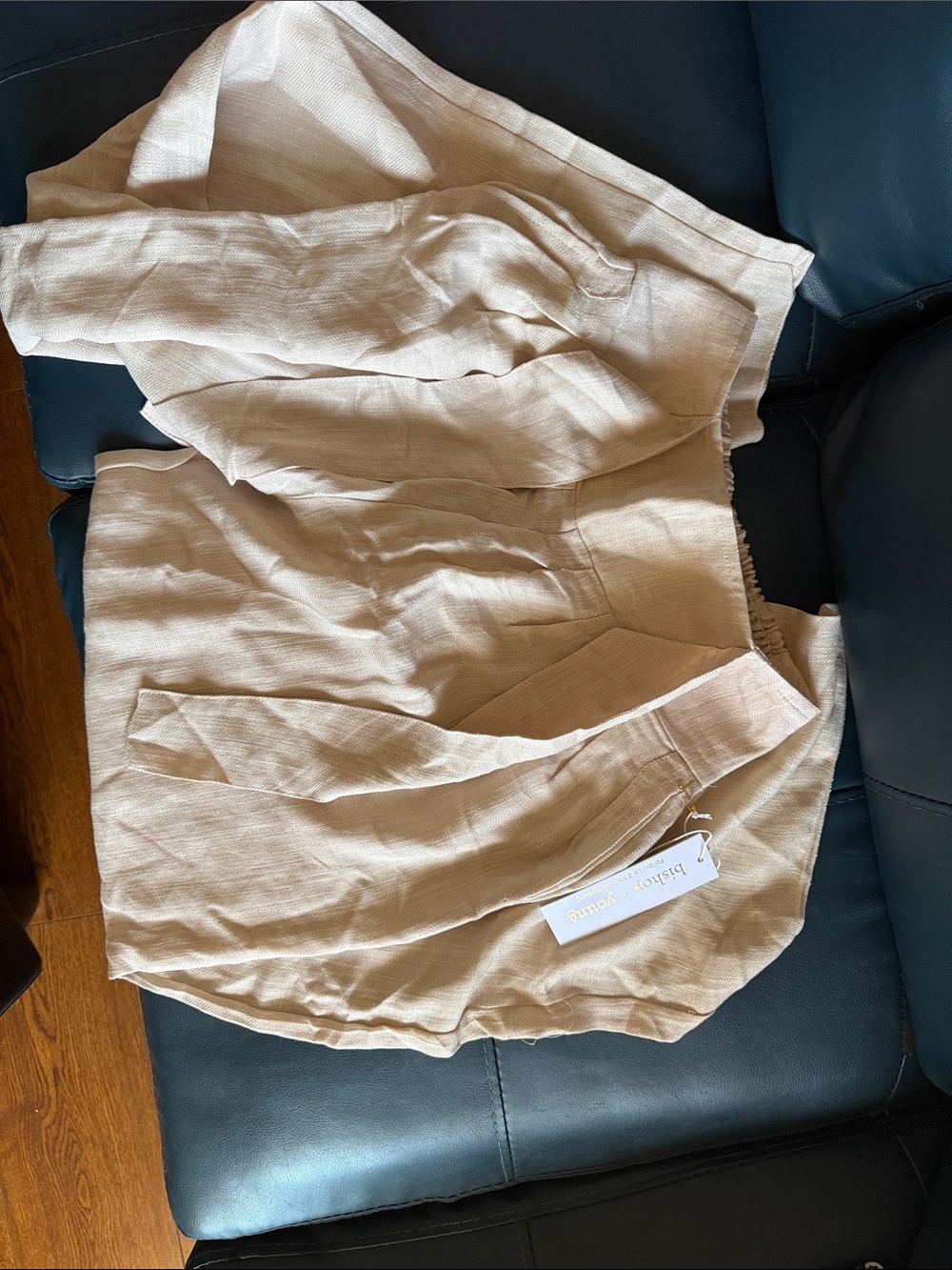 bishop + young Beige Linen Wide-Leg Pants